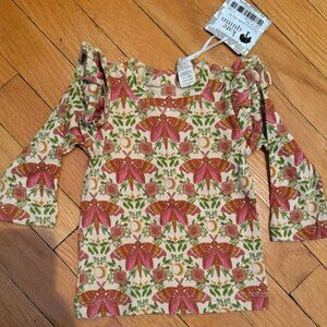 Kate Quinn long sleeve double ruffle top butterfly night, 6-12m NWT